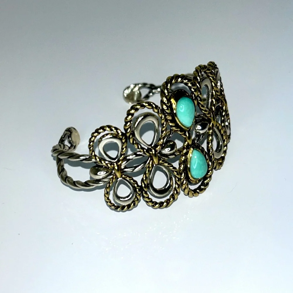 NWOT Carolyn Pollack American West Sterling Silver Brass Turquoise Bracelet Boho